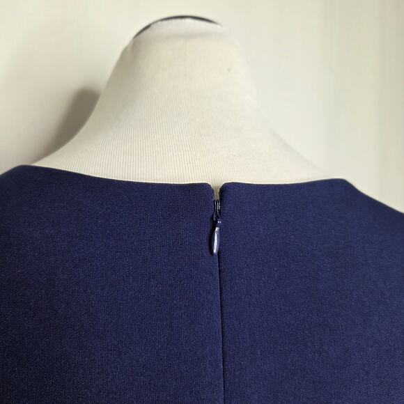Kasper Petite Notched-Neck Sheath Dress Career Business Navy Blue NWT Size 12P - Picture 7 of 10